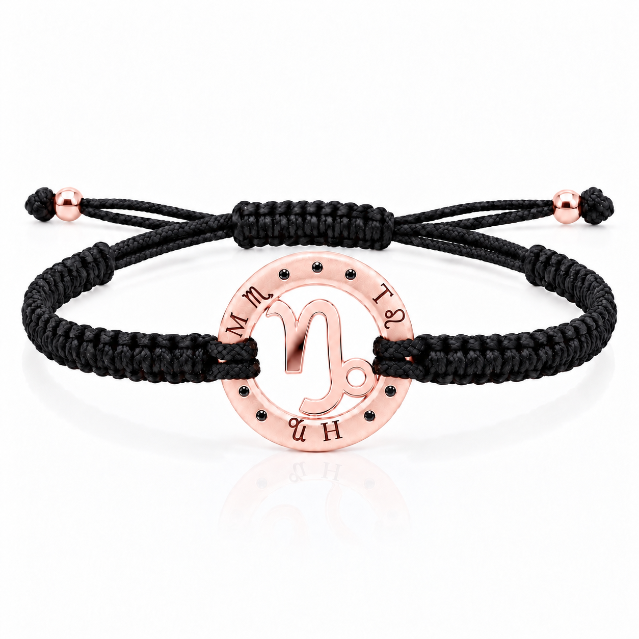 Náramek Zodiak Kozoroh - růžové zlato, černý diamant