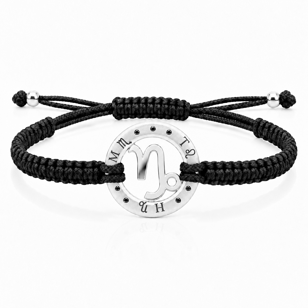 Náramek Zodiak Kozoroh - bílé zlato, černý diamant