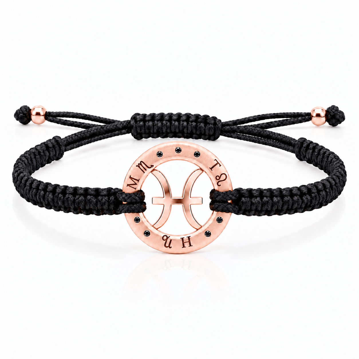 Náramek Zodiak Ryby - růžové zlato, černý diamant