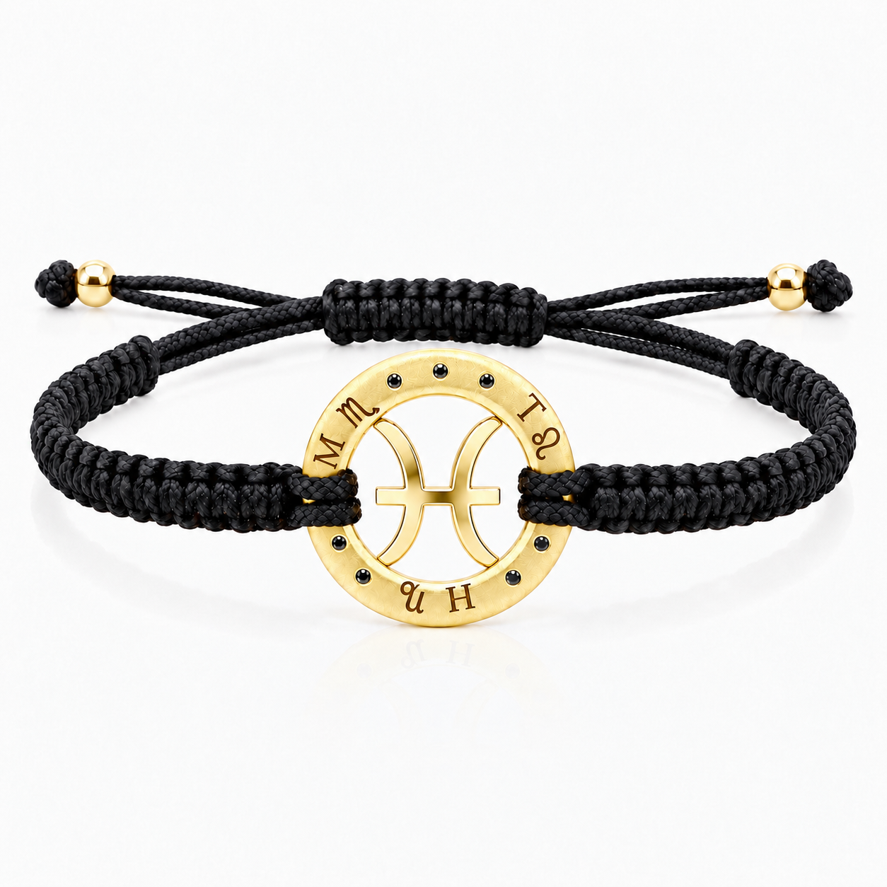 Náramek Zodiak Ryby - žluté zlato, černý diamant