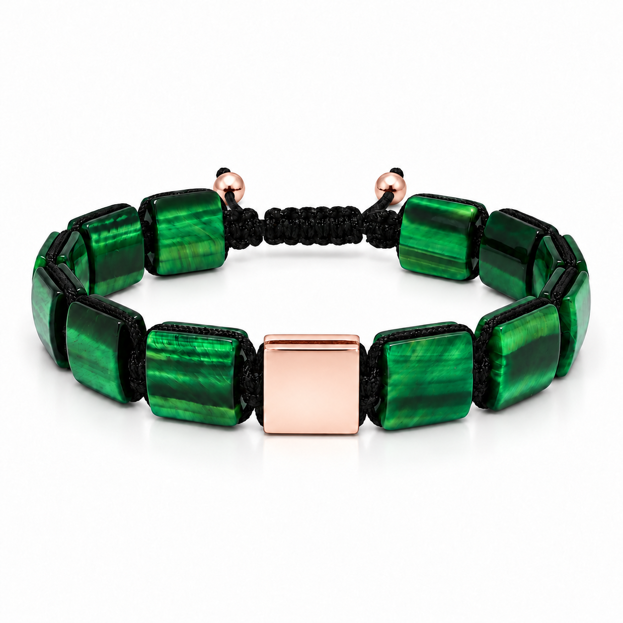 Náramek Green Tiger Eye - růžové zlato