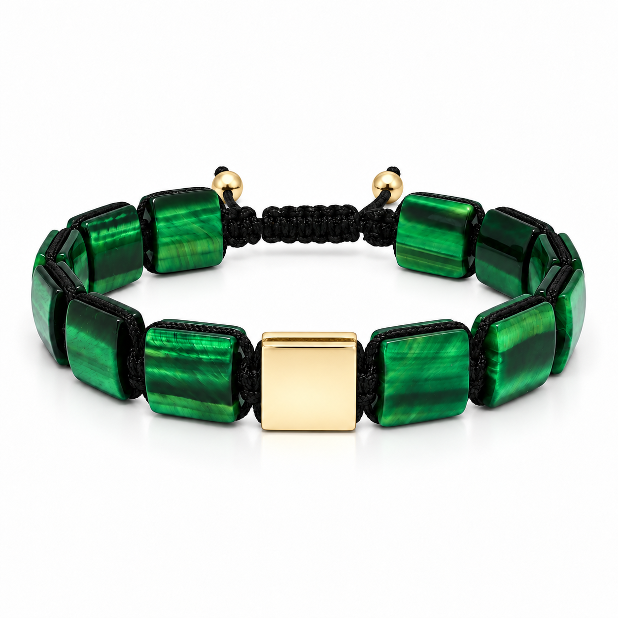 Náramek Green Tiger Eye - žluté zlato