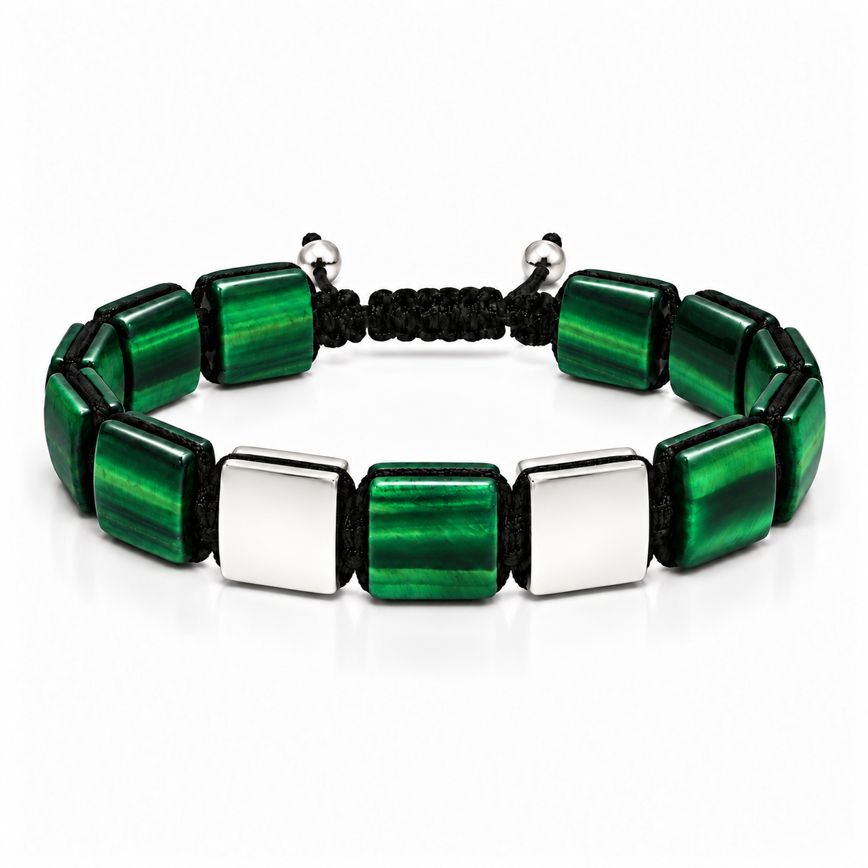 Náramek Green Tiger Eye II - bílé zlato