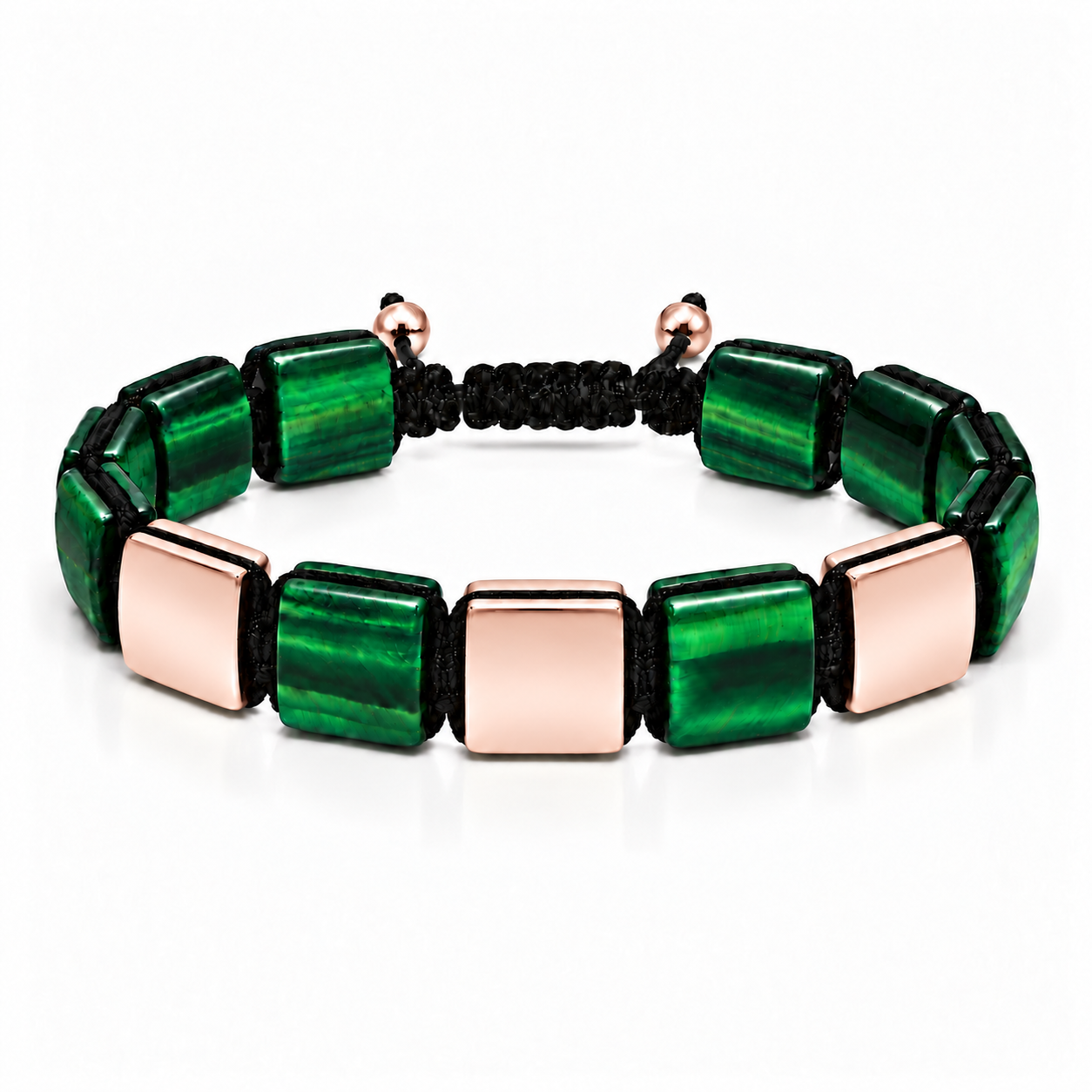 Náramek Green Tiger Eye III - růžové zlato