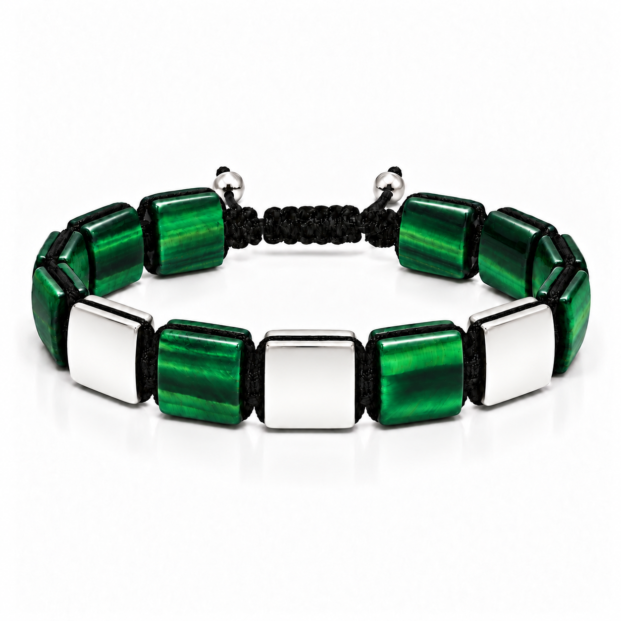 Náramek Green Tiger Eye III - bílé zlato