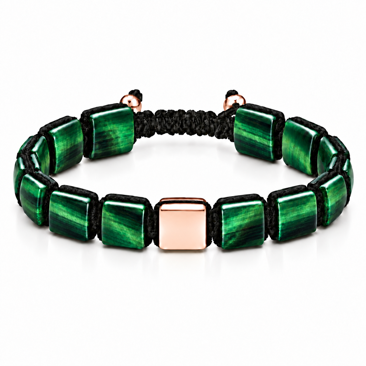 Náramek Green Tiger Eye m - růžové zlato