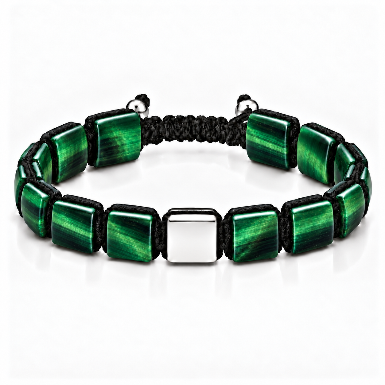 Náramek Green Tiger Eye m - bílé zlato