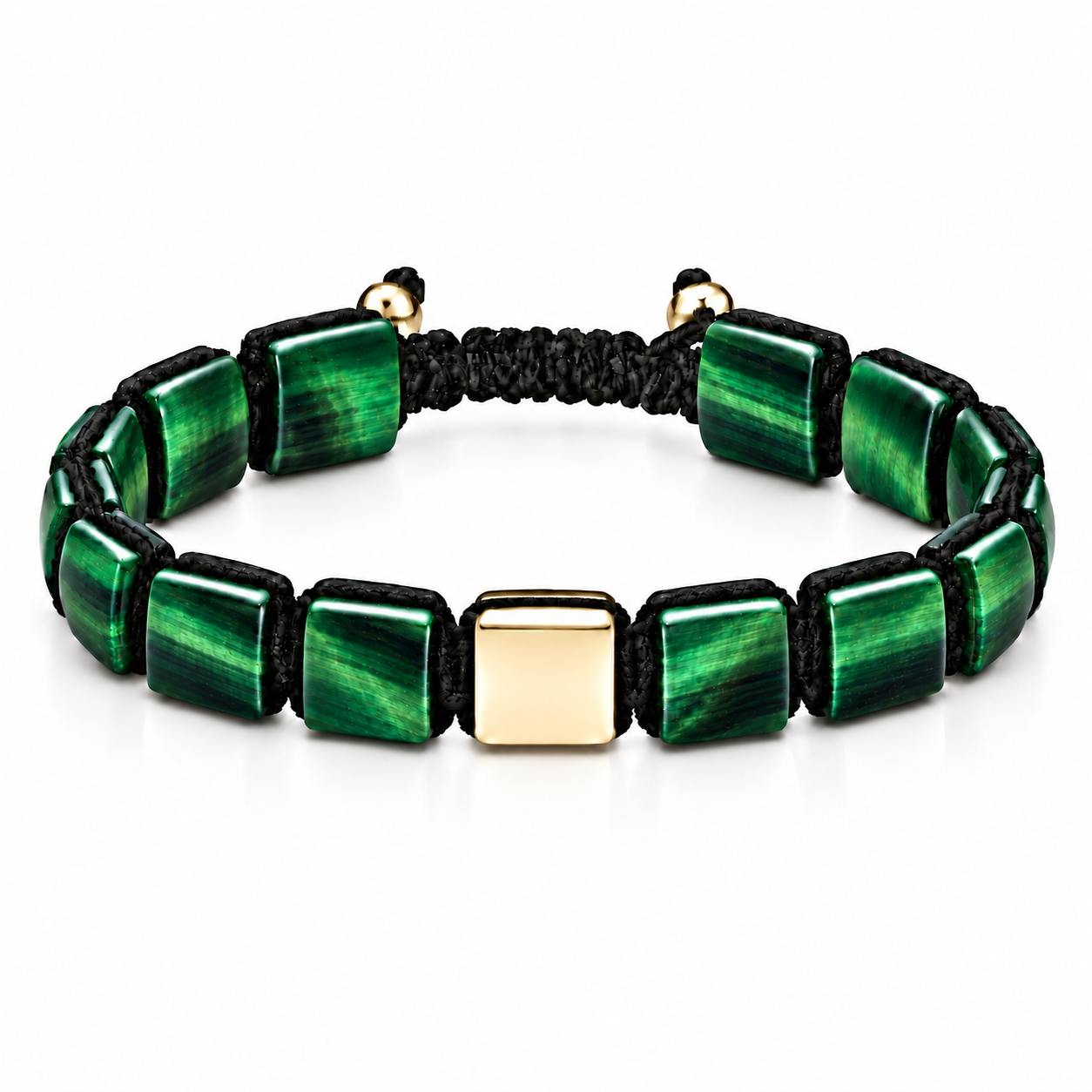Náramek Green Tiger Eye m - žluté zlato