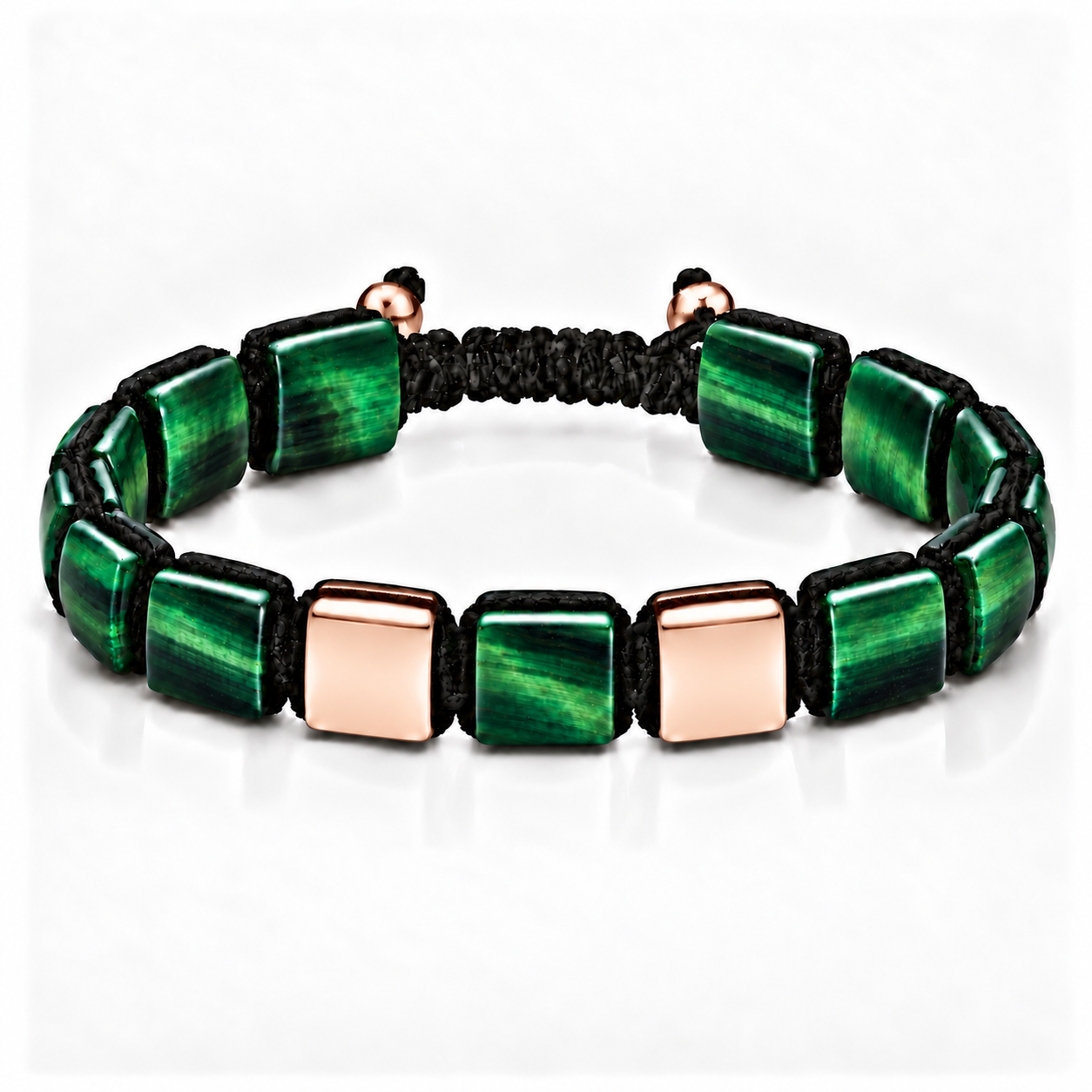Náramek Green Tiger Eye II m - růžové zlato