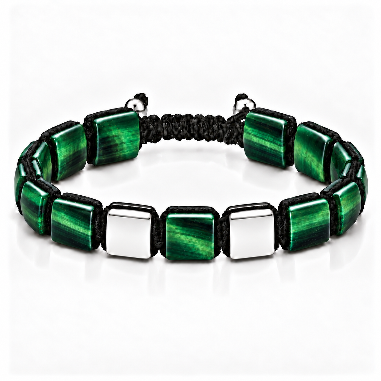 Náramek Green Tiger Eye II m - bílé zlato