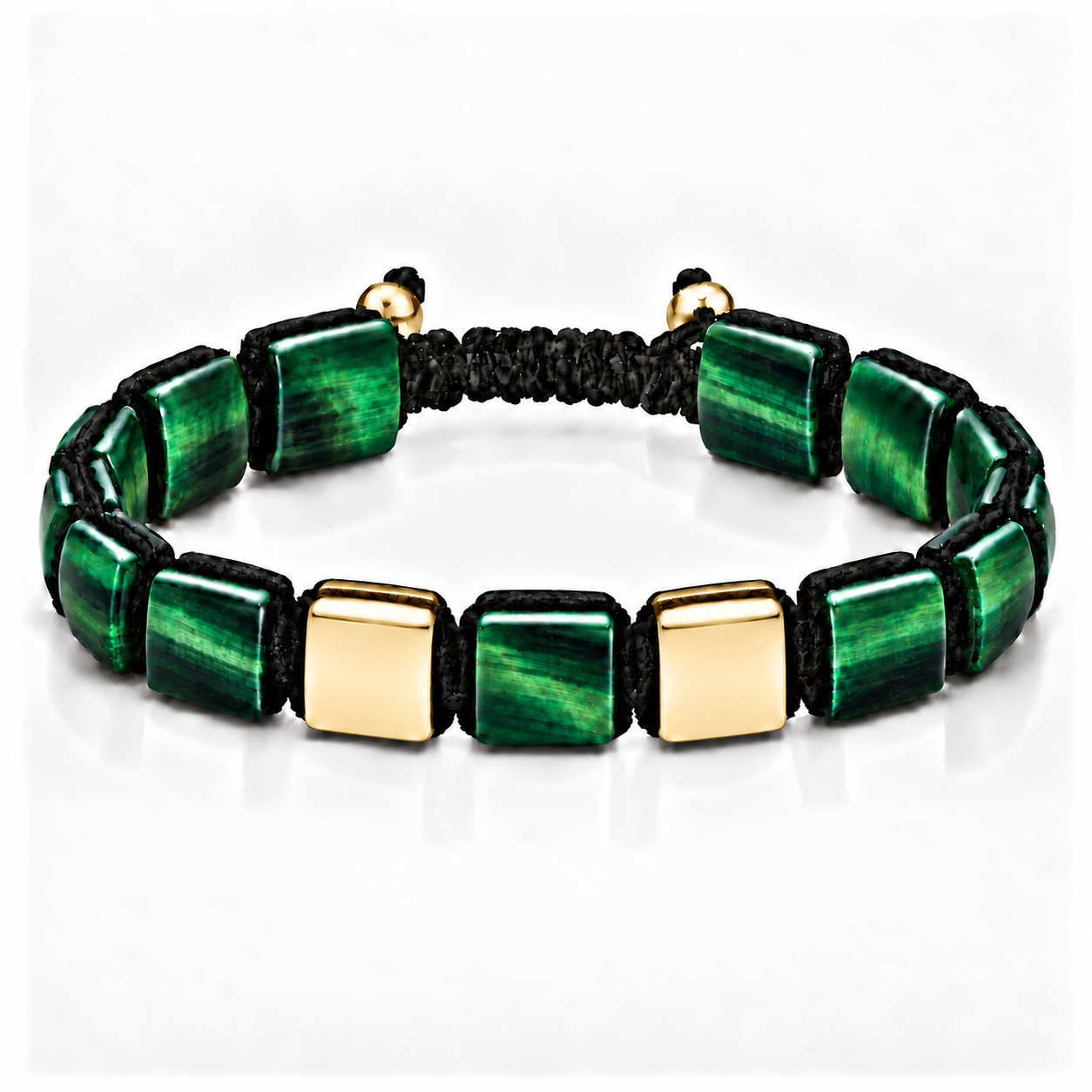 Náramek Green Tiger Eye II m - žluté zlato