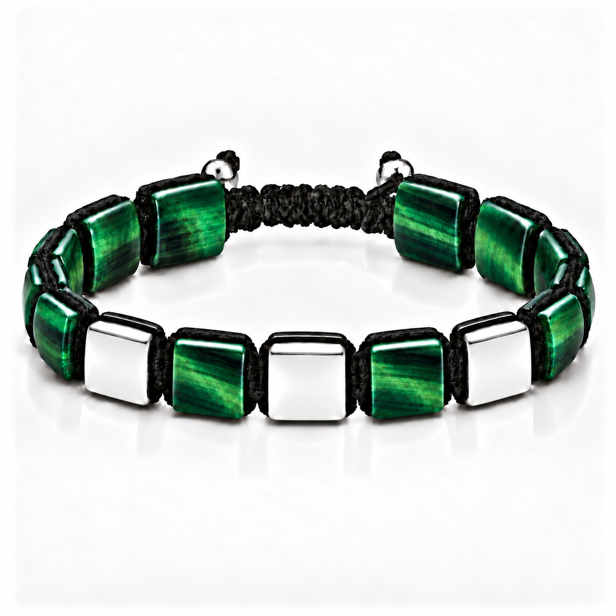 Náramek Green Tiger Eye III m - bílé zlato