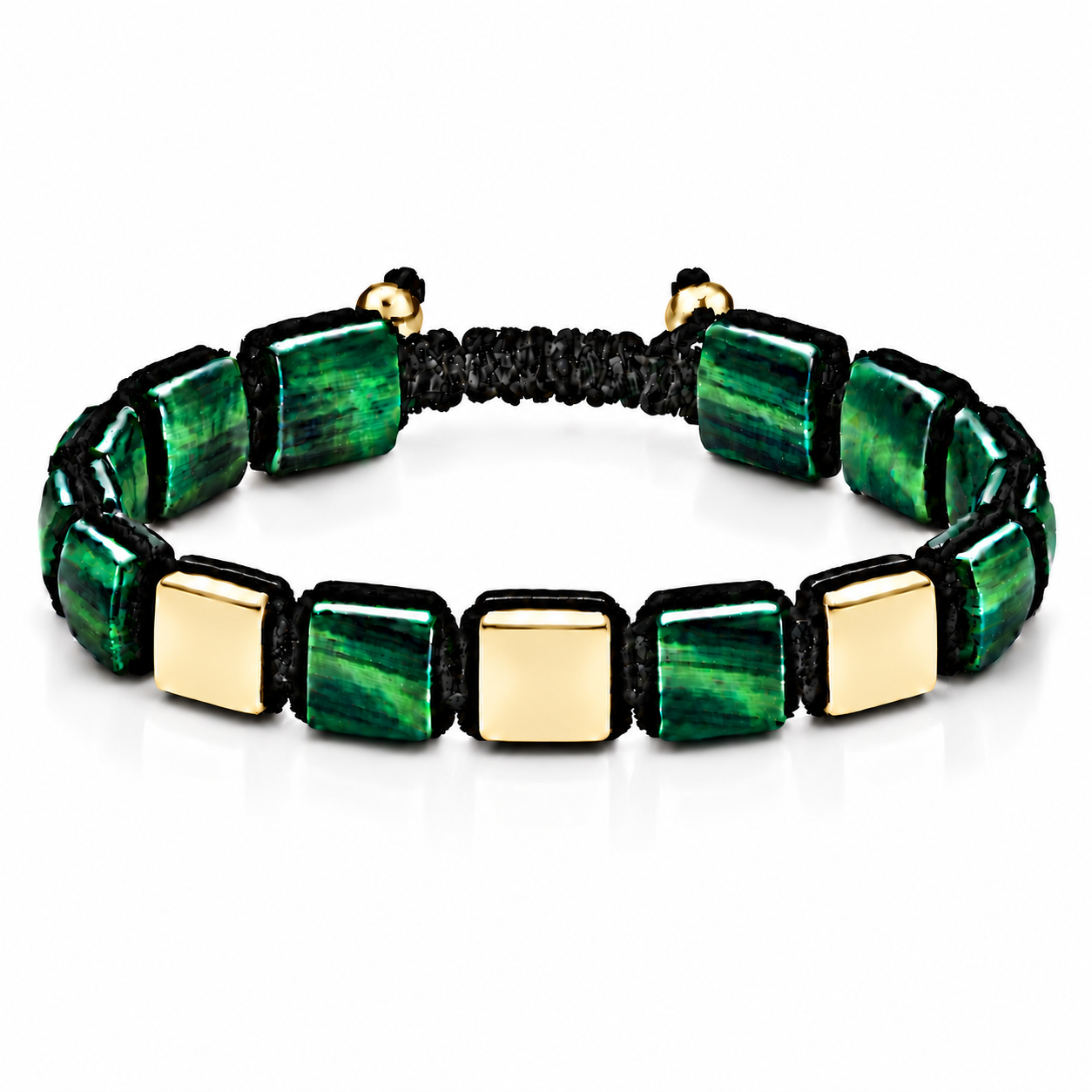 Náramek Green Tiger Eye III m - žluté zlato
