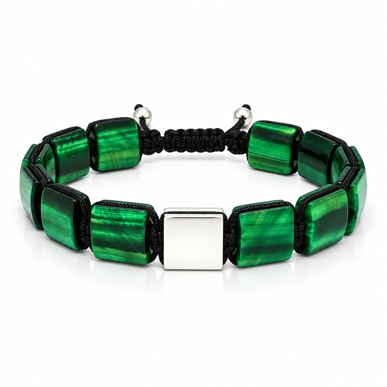 Náramek Green Tiger Eye - bílé zlato